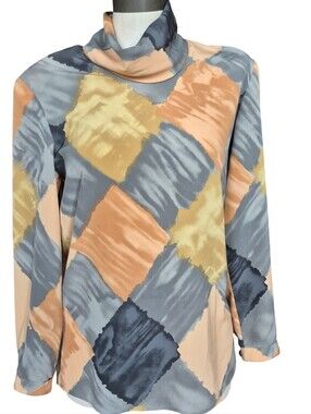Louis Feraud Vintage Abstract Geometric Print Blouse Size 4